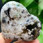 33G Natural black cherry blossom agate heart-shaped shaped carved stone