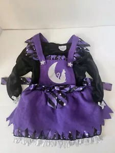 Baby Girl Halloween Costume Outfit Dress Cat Lady Witch Silver Purple 6-12 Month - Picture 1 of 9