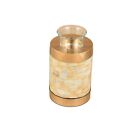 Small Ashes Urn Pet Child Tealight Candle Mother Of Pearl & Golden Memorial Urn