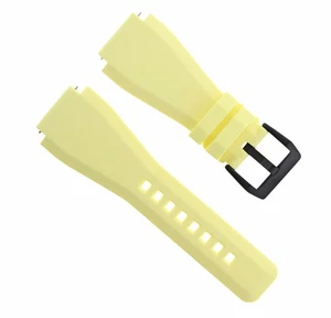 24MM SILICONE RUBBER WATCH STRAP BAND FOR BELL ROSS YELLOW BR-01-BR-03 BLACK PVD - Picture 1 of 5