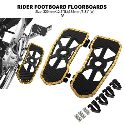 Black & Gold Driver Footboard Floorboard For Harley Touring FLH Heritage Softail - Изображение 1 из 4