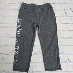 Under Armour Youth Leggings YMD Medium Gray Fitted Capri Graphic Print Active - Picture 1 of 8