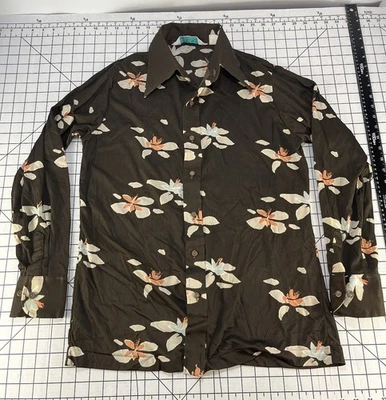 Vintage 60s 70s Men’s Polyester Disco Hippy Dance Mod Atomic Retro Pimp Shirt Foto 1 de 4