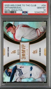 SHOHEI OHTANI STAN MUSIAL 2025 Topps Welcome “3X”  Club AQUA FOIL 02/75 PSA 10💎 - Picture 1 of 3