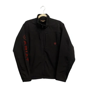 Ariat Men's Logo 2.0 Softshell Fleece lined Jacket Size Small Black w/Red VGC. - Picture 1 of 5