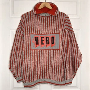 Suéter de Lana Union Bay Hero 1987 De Colección Para Hombre Grande Rojo Gris Rayas Cuello Cremallera - Imagen 1 de 11