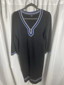 Xoxo Women’s Size XL Black and Blue Long Sleeve Ankle Crop V-Neck Fitted Dress - Picture 1 of 9