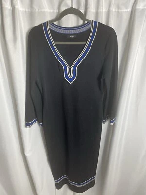 Vestido ajustado Xoxo para mujer talla XL negro y azul manga larga recortado al tobillo cuello en V Foto 1 de 4