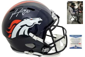 Denver Broncos Phillip Lindsay Autographed SIGNED Speed Helmet - Beckett - Picture 1 of 1