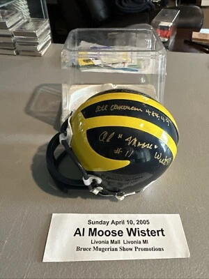 Al “Moose” Wistert #11 Autographed Mini Michigan Helmet. 3 Inscriptions-No COA - Image 1 of 4