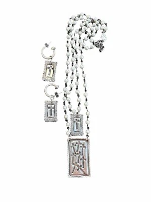 Silver Crosses Earrings & Matching Crosses Necklace Signed SSD (Simon Sebbag) - Image 1 of 3