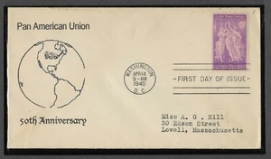 USA 1940 PAN AMERICAN UNION + CACHET #4 FIRST DAY COVER - Picture 1 of 1