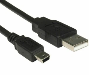 1.8m MINI USB Cable Sync & Charge Lead Type A to 5 Pin B Phone Charger Black - Picture 1 of 4