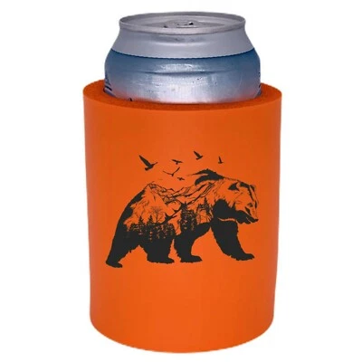 COOLIE JUNCTION Mountain Bear Thick Foam "Old School" Style Can Coolie