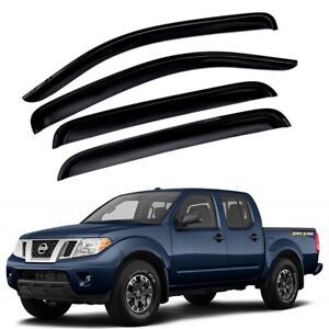 For 2005-2020 Nissan Frontier 4pcs Smoke Window Sun Rain Visors Wind Crew Cab