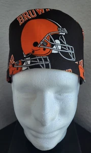 Cotton scrub hat cap Cleveland Browns | tie back w/adjustable elastic. - Picture 1 of 3
