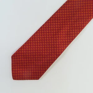 Geoffrey Beene Tie Silk Orange Red Check 4" 55" Long USA - Picture 1 of 7
