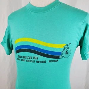 Vintage Sugar River State Bike Trail T-Shirt Medium Hanes Single Stitch, 80er - Bild 1 von 7
