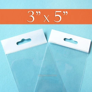100 Clear Cello Bags,3 x 5 Inch HANG TOP, Resealable Self Adhesive,OPP Poly 3x5" - Picture 1 of 1