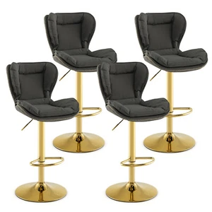 4PCS Leathaire Bar Chairs Adjustable Bar Stool with Padded Seat & Footrest - Picture 1 of 9