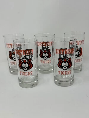 Juego de 5 vasos de béisbol vintage 1968 de los Tigres de Detroit 8 oz A3 Foto 1 de 4