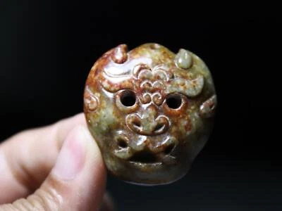 China Folk Han Dinastía Antigua Piedra de Jade Fantasma Máscara Facial Amuleto Colgante F11 Foto 1 de 4