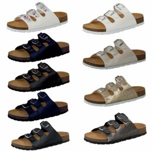 CAMPRELLA Damen  Tieffußbettpantoletten 3‐Schnaller versch. Farben und Größen