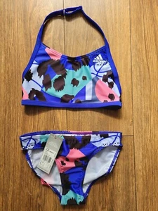 Adidas Girl's Bikini Swimsuit Swimwear Trunk Swimming Costume Junior Multicolour - Picture 1 of 4