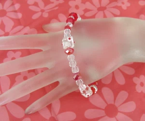 New Crystal Glass Lampwork Beads Christmas Stretch Bracelet 7.5 inches - Picture 1 of 9