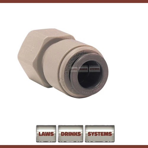 John Guest 3/8" x 1/4" Female FFL Adaptor to fit ball lock on Cornelius Kegs