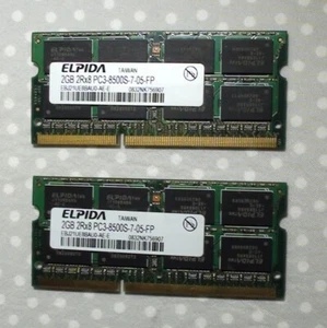4 GB (2x2 GB) ELPIDA 2Rx8 PC3-8500S für Notebooks - Bild 1 von 1