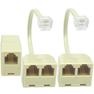 NECABLES 2+1Pack 2pcs Phone Line Splitter 1 to 2 RJ11 6P4C 1 Male to 2 Female... - Picture 1 of 4