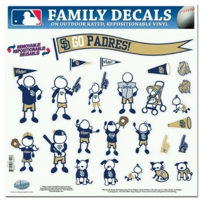 San Diego Padres 25 Outdoor Rated Vinyl Family Decals MLB Baseball - Image 1 of 3