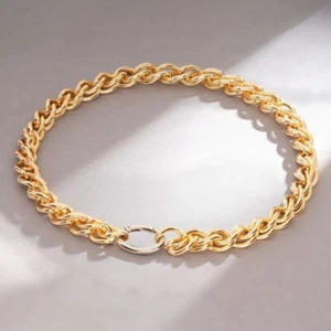 Collana donna catena con maglie groumette texturizzate e chiusura a moschettone - Foto 1 di 2