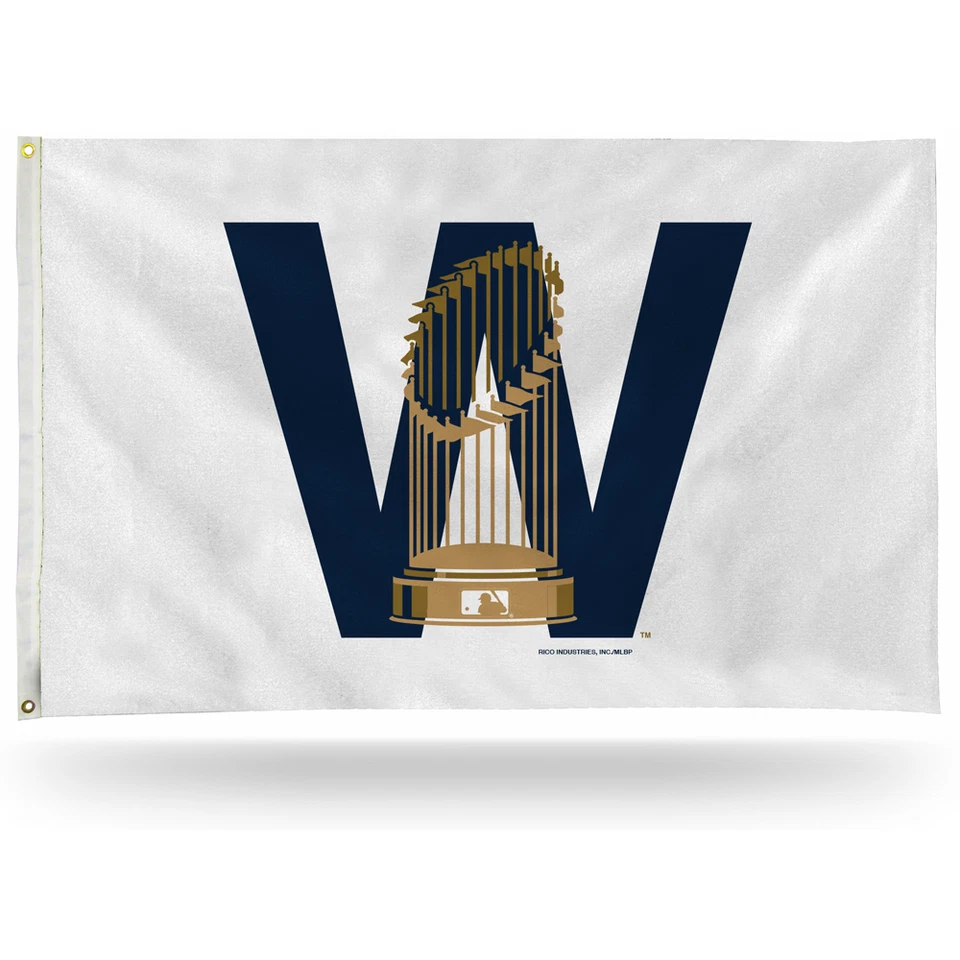 3x5 Banner Flag - MLB - Chicago Cubs "W" Trophy 2016 Champs  - Image 1 of 1