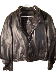 Bermans Lined Leather Full Zip Jacket Size XL Black - Imagen 1 de 4