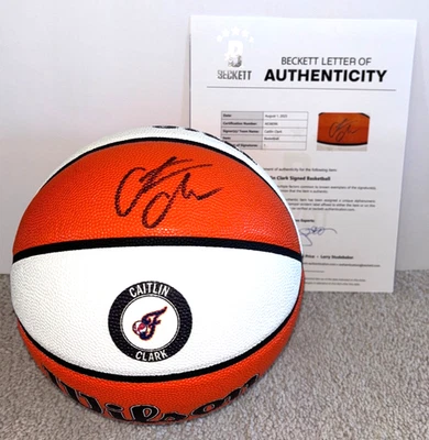 CAITLIN CLARK SIGNED WNBA WILSON INDIANA FEVER LOGO BASKETBALL IOWA HAWKEYES BAS - Image 1 of 4