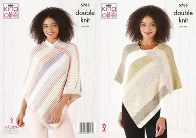 King Cole Knitting Pattern Double Knit Harvest DK - Ponchos 5785 - Image 1 of 2