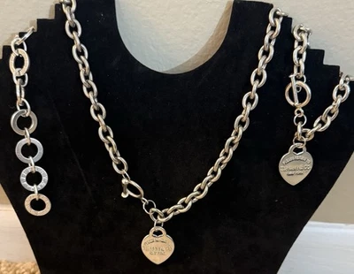 Tiffany & Co. Toggle Heart Necklace And 2 Bracelet Set- 925 Sterling Silver - image 1 of 4
