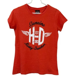 Harley Davidson Womens Size Small Orange Fargo ND Short Sleeve Graphic T Shirt - Picture 1 of 5