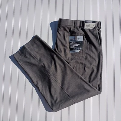 Pantalones de vestir SADDLEBRED para hombre 44 x 32 grises pantalones cintura oculta expansor fácil cuidado Foto 1 de 4