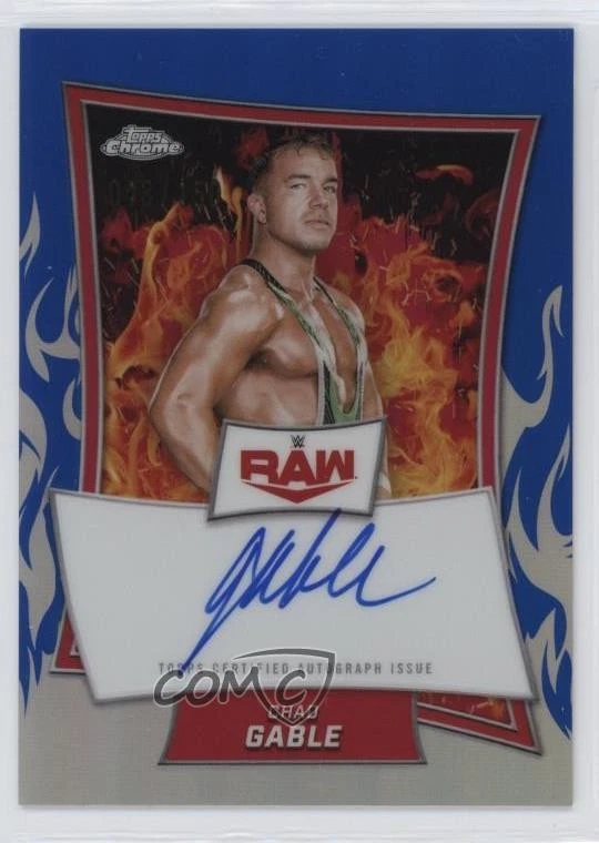 2025 Topps Chrome WWE Red Brand Blue Refractor /150 Chad Gable #RBA-CHA Auto - Image 1 of 2