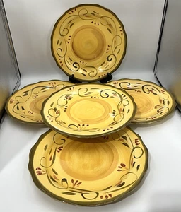 5 Home Trends Italian Villa Stoneware Dinner Plate Scrolls Scalloped Rim 11 1/8" - Picture 1 of 9