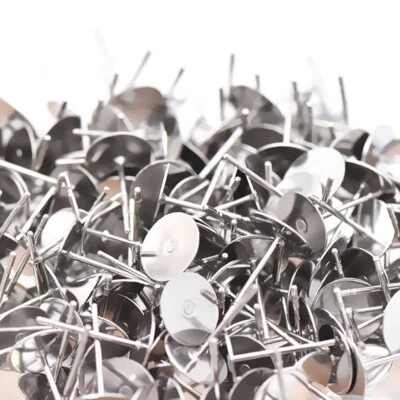 500件装304不锈钢扁平圆形空白钉耳钉12x5毫米 — 第 1/4 张图片