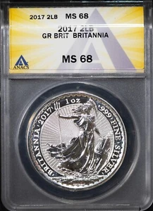 2017 2LB Silver Great Britain Britannia MS 68 ANACS # 7668910 + Bonus - Picture 1 of 2
