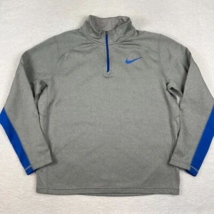 Nike Pullover Mens Large Therma-Fit 1/4 Zip Gray Blue Fleece Athletic Top - Picture 1 of 10