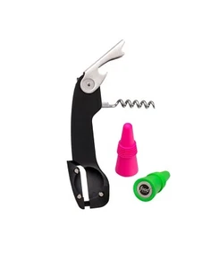 3 tlg Korkenzieher und Stopfen Wein Geschenkset, Flaschenöffner, Folienschneider - Bild 1 von 5