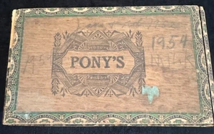 Vintage Wood Cigar Box Antique Ponies Monroe WI Leonard Des Less 1954 - Picture 1 of 7