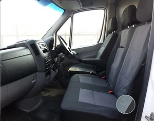 FÜR MERCEDES SPRINTER W906 06+ SITZBEZÜGE MASSGESCHNEIDERT PREMIUM STOFF GRAU-SCHWARZ - Bild 1 von 2