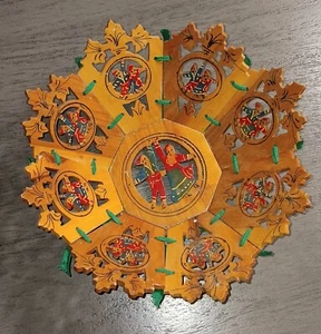 Vintage Carved Wood Wooden Bowl W/ Panels & Hand Painted Design 10" Diameter - Picture 1 of 6